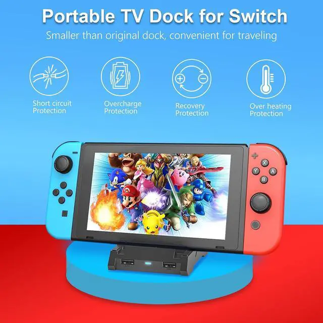 Alt view image 5 of 6 - BONAEVER TV Switch Dock for Nintendo Switch/Switch OLED, Portable Switch Docking Station Support 4K TV HDMI Adapter,Switch Charging Dock Station with 4 Game Slots USB3.0 Port Switch Charger Dock