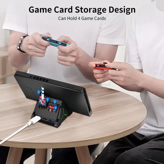 Alt view image 4 of 7 - BONAEVER TV Dock Station for Switch/Switch OLED, Switch TV Dock with 4K HDMI/USB C/USB 3.0 Port, LED Beathing Atmosphere Light and can Hold 4 Game Slots, Replacement Charging Dock for Nintendo Switch