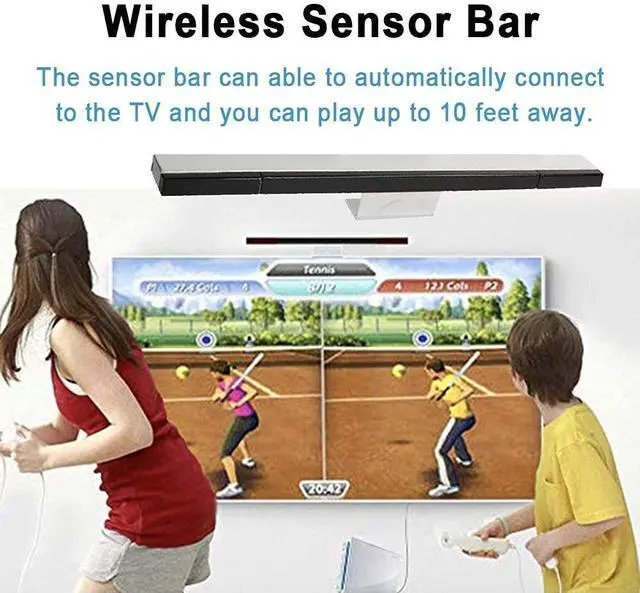 Alt view image 5 of 6 - BONAEVER Wii Wireless Sensor Bar, for Wii Sensor Bar Replacement Compatible with Nintendo Wii/Wii U Console with Stable Stand, Black Silver