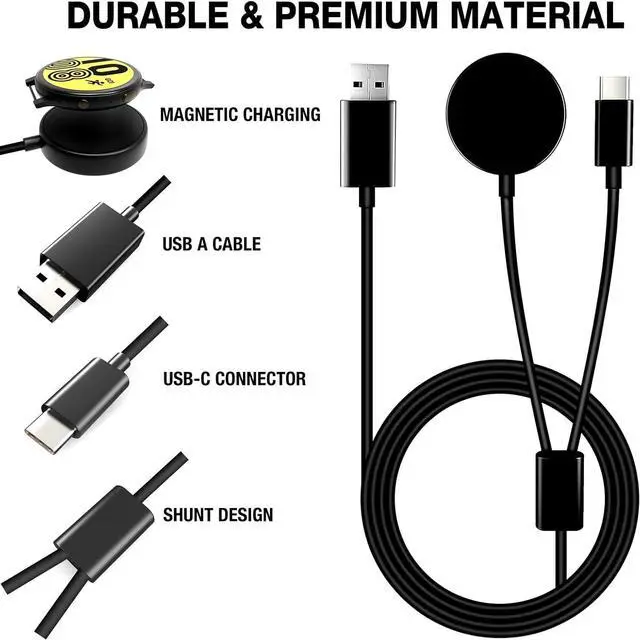 Alt view image 4 of 7 - BONAEVER 2 Pack Galaxy Watch 7 Charger, 3.3FT 2 in 1 USB-C Magnetic Wireless Charging Cable Cord Compatible with Samsung Galaxy Watch 7/6 /6 Classic/5 Pro/5/4 /4 Classic/3/Active