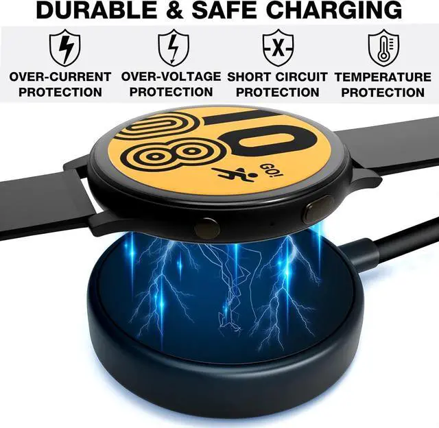 Alt view image 4 of 6 - BONAEVER 2 Pack Galaxy Watch 7 Charger Compatible with Samsung Galaxy Watch 7/6/6 Classic/5/5 Pro/4/4 Classic/3/Active 2 /Active with 3.3FT USB Magnetic Wireless Charging Cable Cord