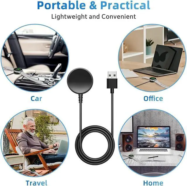 Alt view image 6 of 6 - BONAEVER 2 Pack Galaxy Watch 7 Charger Compatible with Samsung Galaxy Watch 7/6/6 Classic/5/5 Pro/4/4 Classic/3/Active 2 /Active with 3.3FT USB Magnetic Wireless Charging Cable Cord