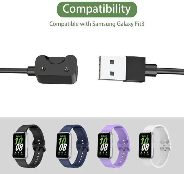Alt view image 2 of 7 - BONAEVER 2 Pack Compatible with Sumsung Galaxy Fit 3 Charger, 3.3FT Replacement USB A Magnetic Charging Cable Cord for Galaxy Fit 3 Smartwatch