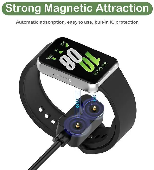 Alt view image 4 of 7 - BONAEVER 2 Pack Compatible with Sumsung Galaxy Fit 3 Charger, 3.3FT Replacement USB A Magnetic Charging Cable Cord for Galaxy Fit 3 Smartwatch