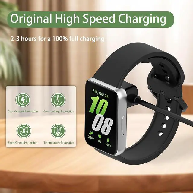 Alt view image 6 of 7 - BONAEVER 2 Pack Compatible with Sumsung Galaxy Fit 3 Charger, 3.3FT Replacement USB A Magnetic Charging Cable Cord for Galaxy Fit 3 Smartwatch