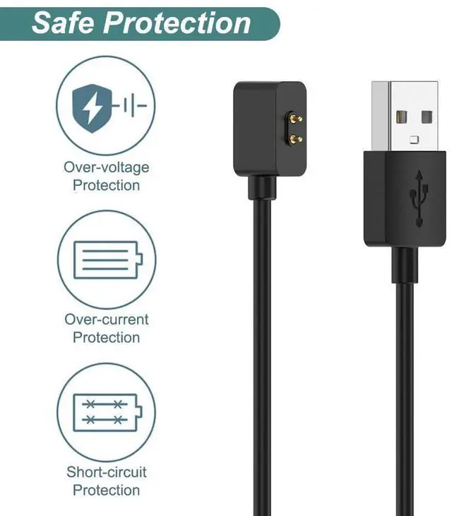 Alt view image 2 of 6 - BONAEVER 2 Packs USB Cable Charger Compatible with Xiaomi Mi Smart Band 9 / Band 8 / Band 8 Pro/Redmi Watch 3 Active Cable - Charging Chord for Smart Watch - Black