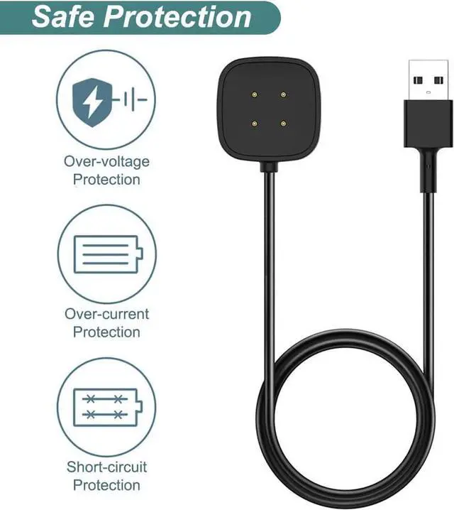 Alt view image 3 of 6 - BONAEVER Charger for Fitbit Sense/Sense 2/Versa 3/Versa 4, Replacement Charging Cable Cord Magnetic Dock Stand for Fitbit Sense 1/2, Versa 3/4 Smartwatch