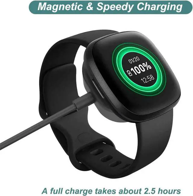 Alt view image 5 of 6 - BONAEVER Charger for Fitbit Sense/Sense 2/Versa 3/Versa 4, Replacement Charging Cable Cord Magnetic Dock Stand for Fitbit Sense 1/2, Versa 3/4 Smartwatch