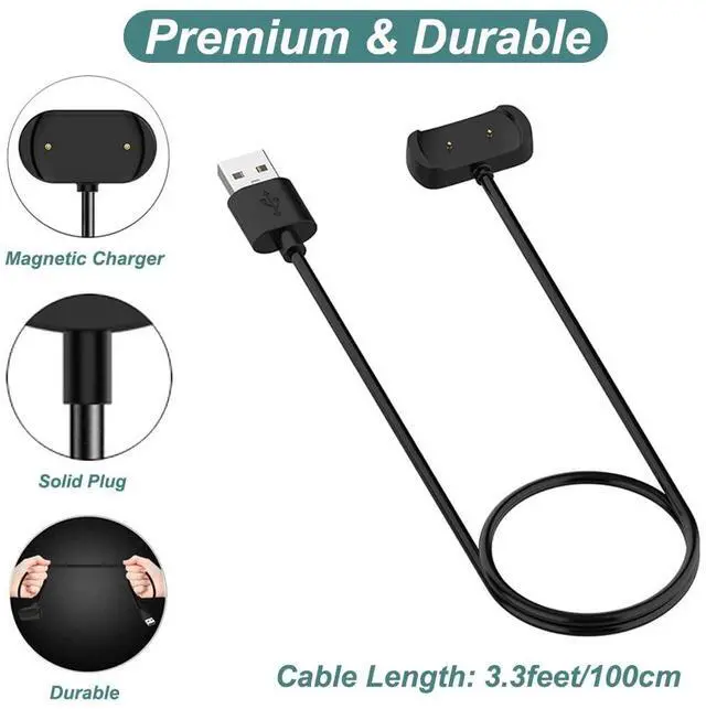 Alt view image 4 of 7 - BONAEVER Charger for Amazfit T-Rex Pro, Bip 5, Bip 3, Bip U Pro, GTS 4 Mini, GTS 2 Mini, GTS 2e, GTS 2, GTR 2, GTR 2e, GTR Mini, Active Smart Watch Charging Cable Cord [2-Pack, 3.3ft/1m]