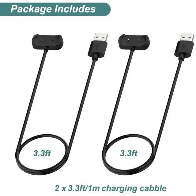 Alt view image 7 of 7 - BONAEVER Charger for Amazfit T-Rex Pro, Bip 5, Bip 3, Bip U Pro, GTS 4 Mini, GTS 2 Mini, GTS 2e, GTS 2, GTR 2, GTR 2e, GTR Mini, Active Smart Watch Charging Cable Cord [2-Pack, 3.3ft/1m]