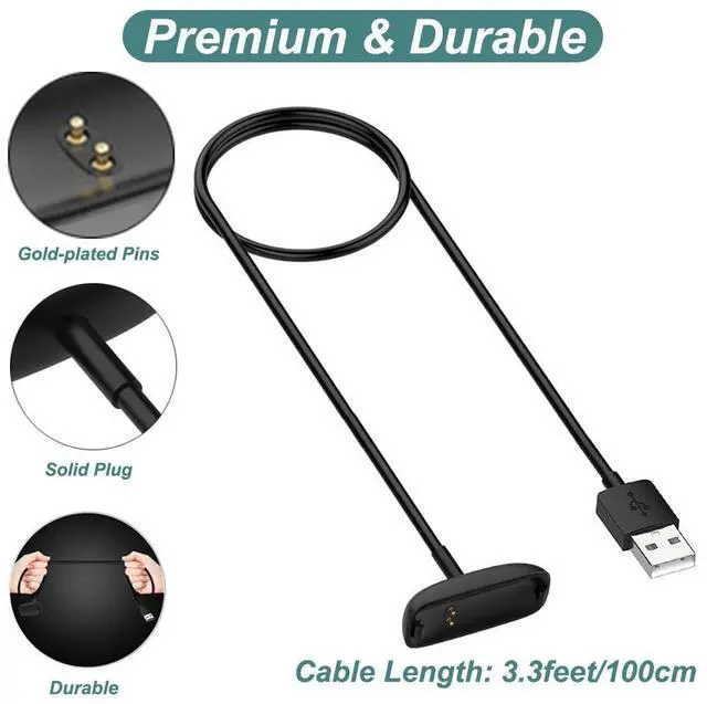 Alt view image 4 of 7 - BONAEVER Charger for Fitbit Inspire 2 / Fitbit Ace 3 Fitness Tracker, Replacement Charging Cable Cord Accessory for Fitbit Inspire 2 [2-Pack, 3.3ft/1m]
