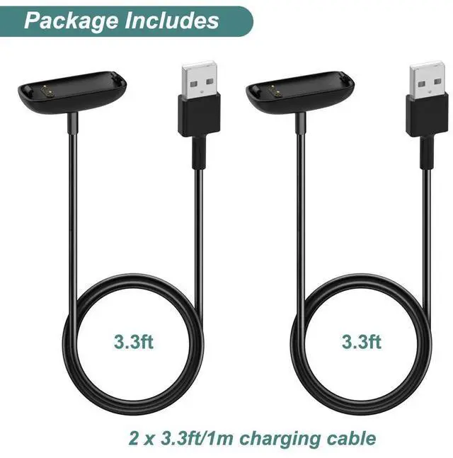 Alt view image 7 of 7 - BONAEVER Charger for Fitbit Inspire 3, Replacement USB Charging Cable Cord Accessories for Fitbit Inspire 3 Fitness Tracker [2Pack, 3.3ft/1m]