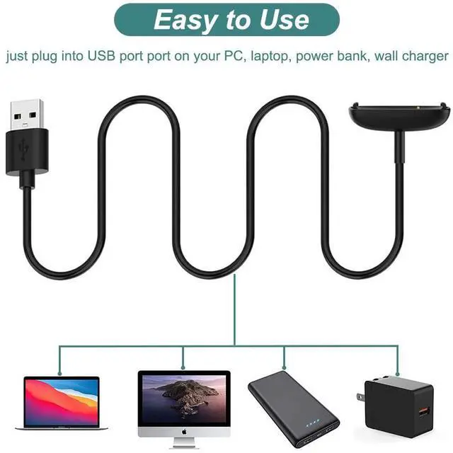 Alt view image 6 of 7 - BONAEVER Charger for Fitbit Inspire 3, Replacement USB Charging Cable Cord Accessories for Fitbit Inspire 3 Fitness Tracker [2Pack, 3.3ft/1m]