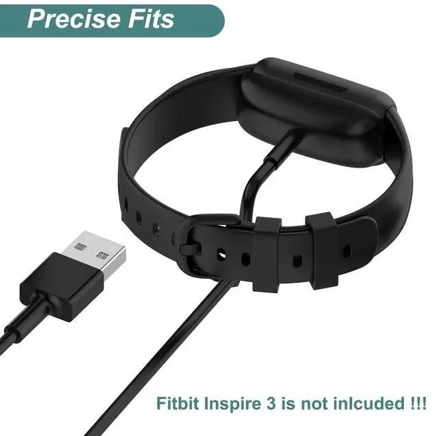 Alt view image 3 of 7 - BONAEVER Charger for Fitbit Inspire 3, Replacement USB Charging Cable Cord Accessories for Fitbit Inspire 3 Fitness Tracker [2Pack, 3.3ft/1m]