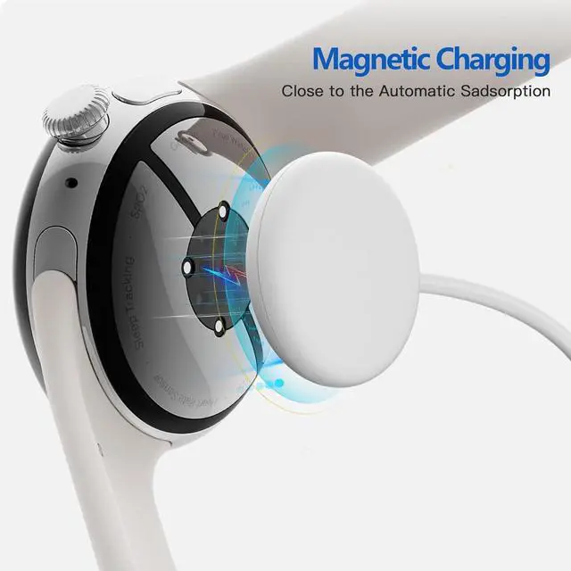 Alt view image 4 of 7 - BONAEVER 2 Pack Charger Compatible for Google Pixel Watch 3, Pixel Watch 2, Fitbit Google Ace LTE Charger Cable, Fast Charging, Type C Port Magnetic Charging Smartwatch Cable 3.3ft/1M White