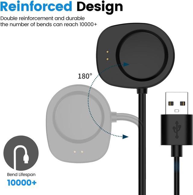 Alt view image 2 of 6 - BONAEVER Replacement Charger for Amazfit Balance/T-Rex 3 Charger 3.3ft USB Cable Cord Portable Charging Stand Station Dock for Amazfit Balance/T-Rex 3 Watch Charger (Black,2PACKS)