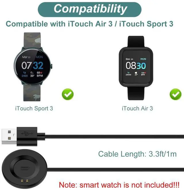 Alt view image 3 of 7 - BONAEVER Charger for iTouch Air 3/4/SE, Sport 3, Explorer 3, Replacement USB Chariging Cable Cord for iTouch Air 3 4 SE & Sport 3 & Explorer 3 Wearables Smartwatch