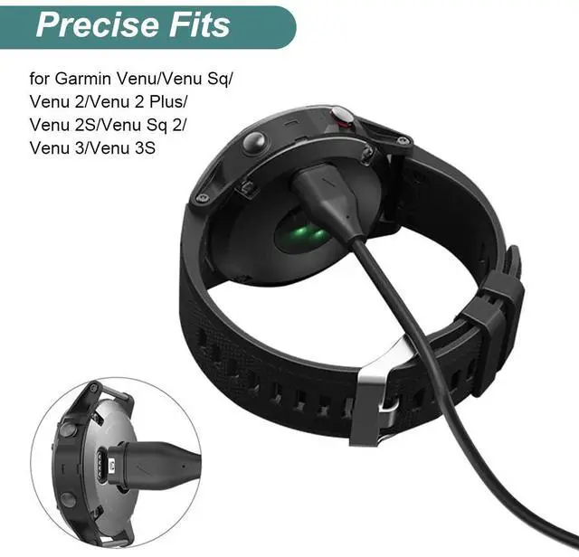 Alt view image 5 of 6 - BONAEVER 2 Packs Charger for Garmin Venu/Venu Sq/Venu 2/Venu 2 Plus/Venu 2S/Venu Sq 2/Venu 3/Venu 3S, Replacement Charging Cable Cord