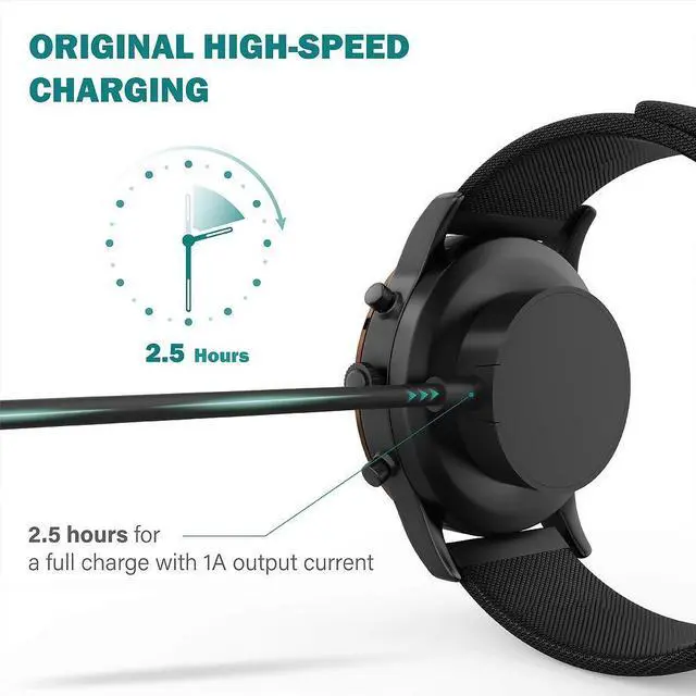 Alt view image 2 of 7 - BONAEVER [2-Pack] Charger Compatible with Fossil Gen 4 5 5E 6, Emporio Armani, Skagen falster 2, Misfit Vapor 2, Diesel Guard 2.5, Michael Kors Runway - 3.3ft 100cm Smartwatch USB Charging Cable