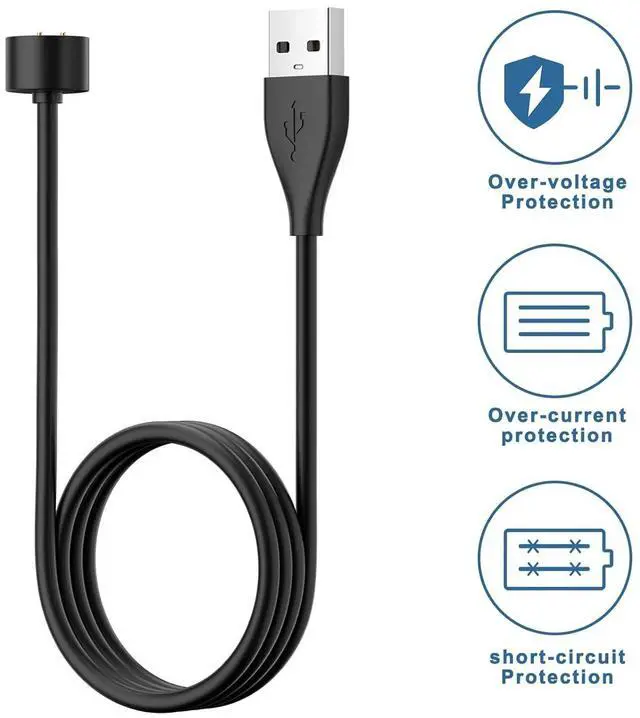 Alt view image 4 of 6 - BONAEVER Charger Cable for Xiaomi Mi Band 5/6/7 Smart Watch and Amazfit Band 5 Fitness Tracker, Replacement USB Magnetic Charging Cable Cord (2 Packs - 3.3 ft/1.6ft)