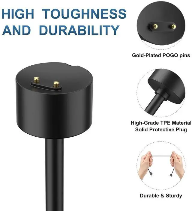 Alt view image 3 of 6 - BONAEVER Charger Cable for Xiaomi Mi Band 5/6/7 Smart Watch and Amazfit Band 5 Fitness Tracker, Replacement USB Magnetic Charging Cable Cord (2 Packs - 3.3 ft/1.6ft)