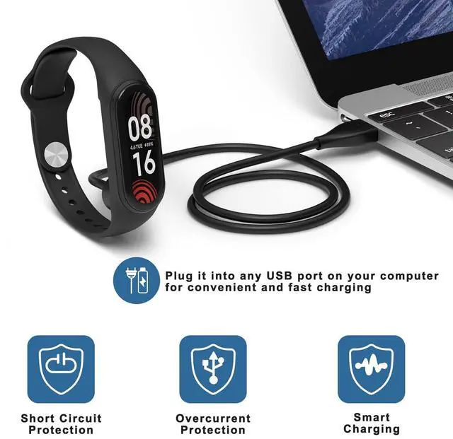 Alt view image 6 of 6 - BONAEVER Charger Cable for Xiaomi Mi Band 5/6/7 Smart Watch and Amazfit Band 5 Fitness Tracker, Replacement USB Magnetic Charging Cable Cord (2 Packs - 3.3 ft/1.6ft)