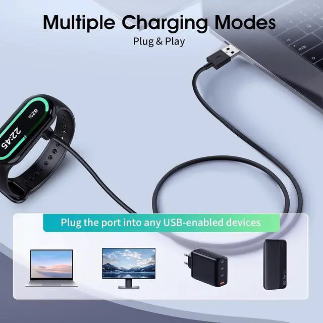 Alt view image 5 of 7 - BONAEVER 2 Packs Charger Compatible with Redmi Watch 5/4/Watch 3 Active/Watch 3 lite, 3.3Ft Portable Charging Cable for Xiaomi Smart Band 9/9 pro/8/8 Pro/Active, Black