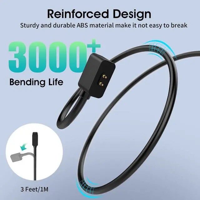 Alt view image 6 of 7 - BONAEVER 2 Packs Charger Compatible with Redmi Watch 5/4/Watch 3 Active/Watch 3 lite, 3.3Ft Portable Charging Cable for Xiaomi Smart Band 9/9 pro/8/8 Pro/Active, Black
