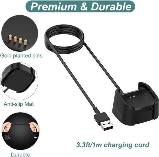 Alt view image 5 of 7 - BONAEVER Charger for Fitbit Versa 2, Replacement Charging Cable Dock with 3.3ft USB Cord for Fitbit Versa 2 Smart Watch [2 Pack]