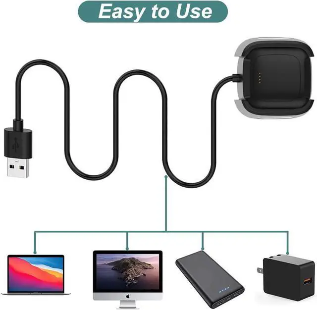 Alt view image 7 of 7 - BONAEVER Charger for Fitbit Versa 2, Replacement Charging Cable Dock with 3.3ft USB Cord for Fitbit Versa 2 Smart Watch [2 Pack]