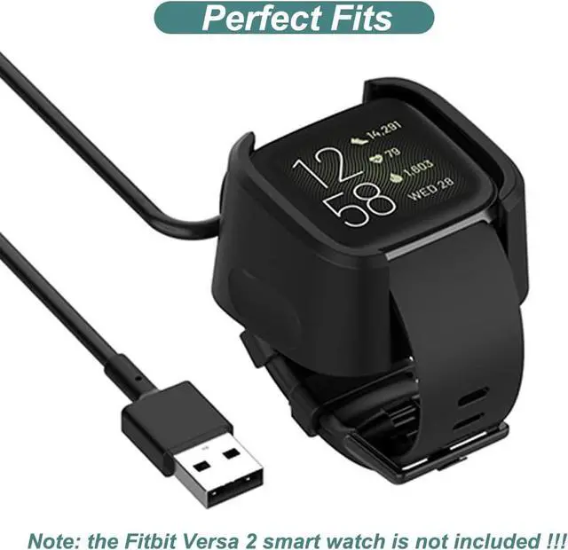 Alt view image 6 of 7 - BONAEVER Charger for Fitbit Versa 2, Replacement Charging Cable Dock with 3.3ft USB Cord for Fitbit Versa 2 Smart Watch [2 Pack]