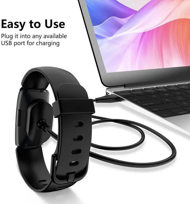 Alt view image 6 of 7 - BONAEVER Charger for Fitbit Inspire HR & Ace 2, Replacement USB Charging Cable Cord for Inspire Smart Wristband ( 2PACK, 3.3ft/100cm)