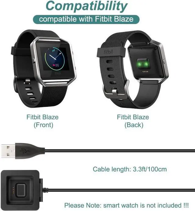 Alt view image 4 of 7 - BONAEVER Charger for Fitbit Blaze, Replacement Charging Cable Dock Adapter USB Cord for Fitbit Blaze Smart Fitness Watch [3.3ft/1m]