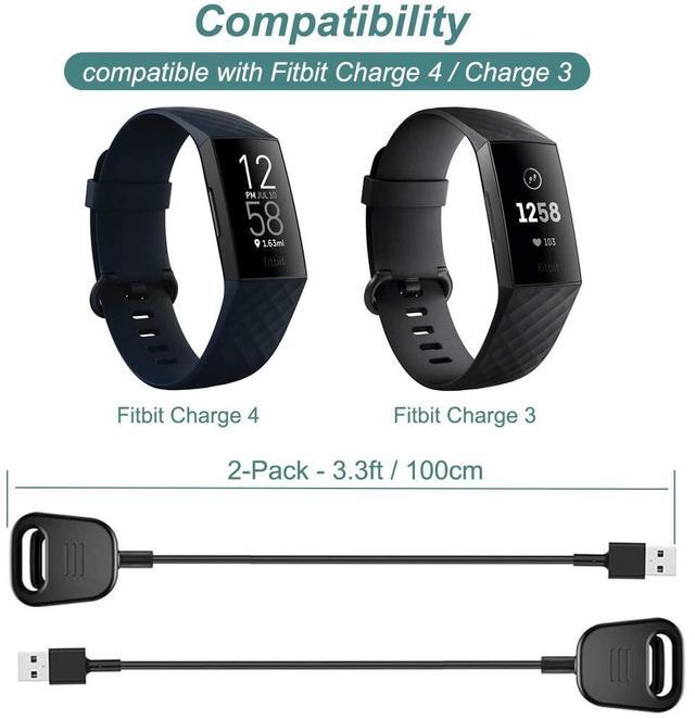 Alt view image 3 of 6 - BONAEVER Charger for Fitbit Charge 4 & 3, Replacement Charging Cable Clip Cord for Fitbit Activity Tracker (3.3ft/1m)
