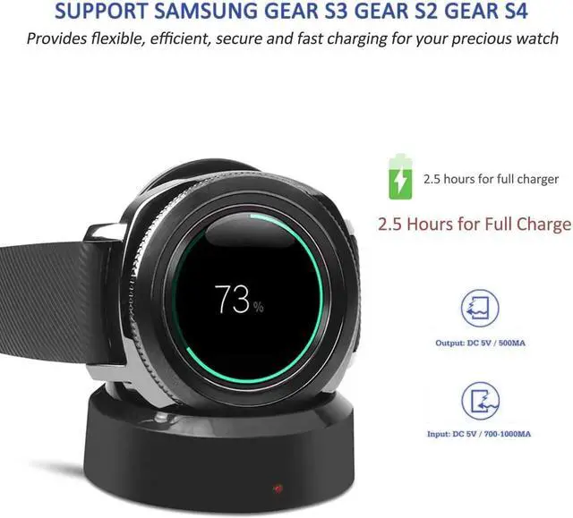 Alt view image 5 of 7 - BONAEVER for Samsung Gear S2 S3 S4 Watch Charger, Fast Speed Stable Samsung Frontier Watch Charger Cradle Dock Station for Samsung Gear S4 S3 S2 Frontier Classic Smartwatch