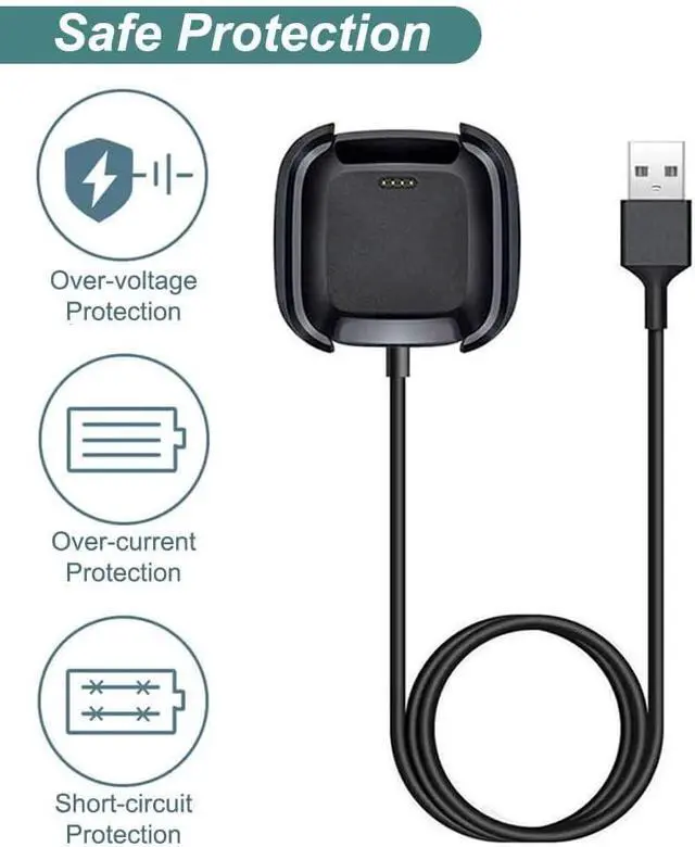 Alt view image 3 of 7 - BONAEVER Charger for Fitbit Versa, Replacement Charging Dock Cable with 3.3ft USB Cord for Fitbit Versa Smart Watch