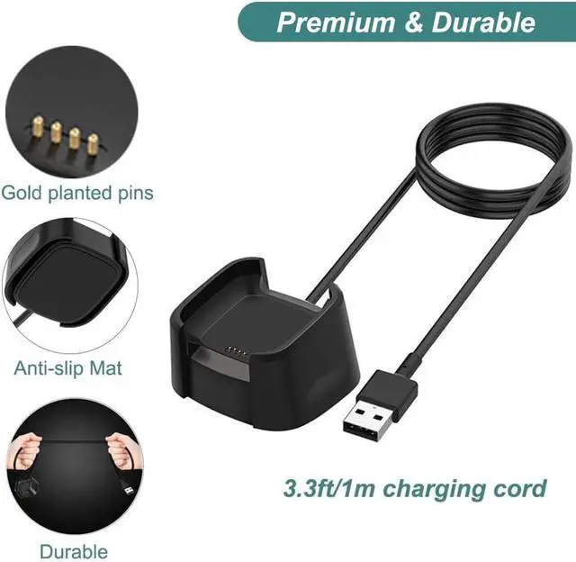 Alt view image 4 of 7 - BONAEVER Charger for Fitbit Versa, Replacement Charging Dock Cable with 3.3ft USB Cord for Fitbit Versa Smart Watch