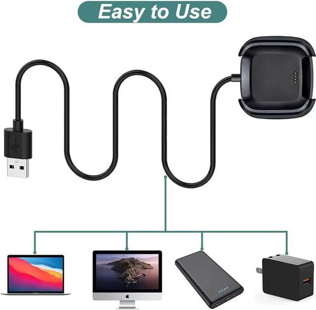 Alt view image 7 of 7 - BONAEVER Charger for Fitbit Versa, Replacement Charging Dock Cable with 3.3ft USB Cord for Fitbit Versa Smart Watch
