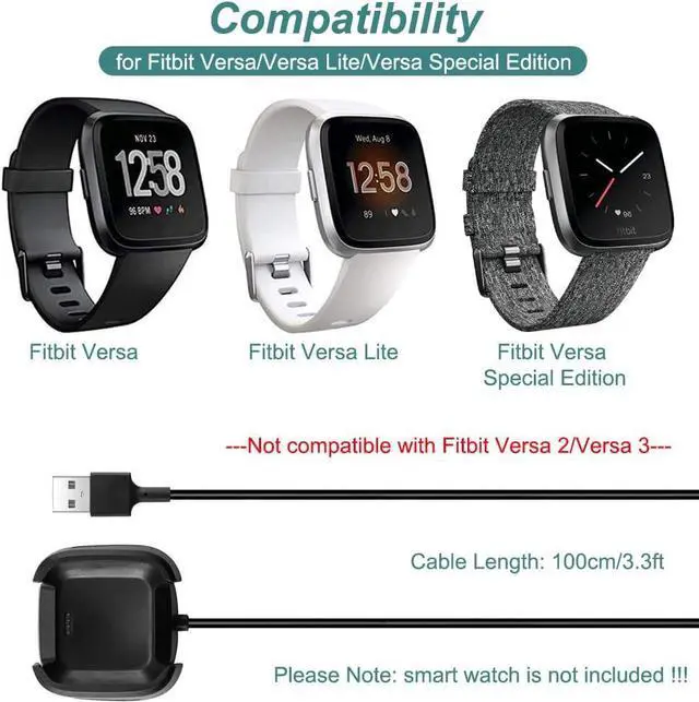 Alt view image 2 of 7 - BONAEVER Charger for Fitbit Versa, Replacement Charging Dock Cable with 3.3ft USB Cord for Fitbit Versa Smart Watch