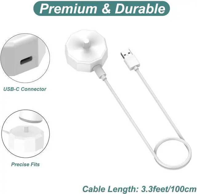 Alt view image 5 of 7 - BONAEVER Charger for Braun Oral-B Electric Toothbrushes, Portable Charging Base Power Cable Cord for Oral-B Toothbrushes, Type 3757 - White