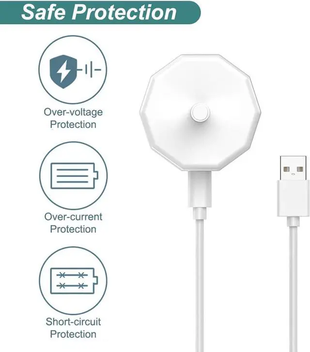 Alt view image 3 of 7 - BONAEVER Charger for Braun Oral-B Electric Toothbrushes, Portable Charging Base Power Cable Cord for Oral-B Toothbrushes, Type 3757 - White