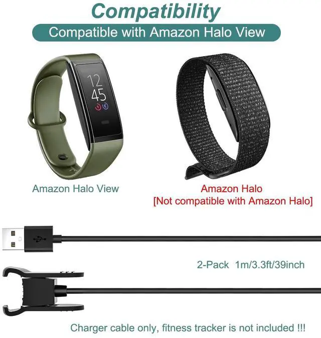 Alt view image 2 of 6 - BONAEVER Charger for Amazon Halo View, Replacement Charging Cable Clip Cord for Amazon Halo View Fitness Tracker [3.3ft/1m]