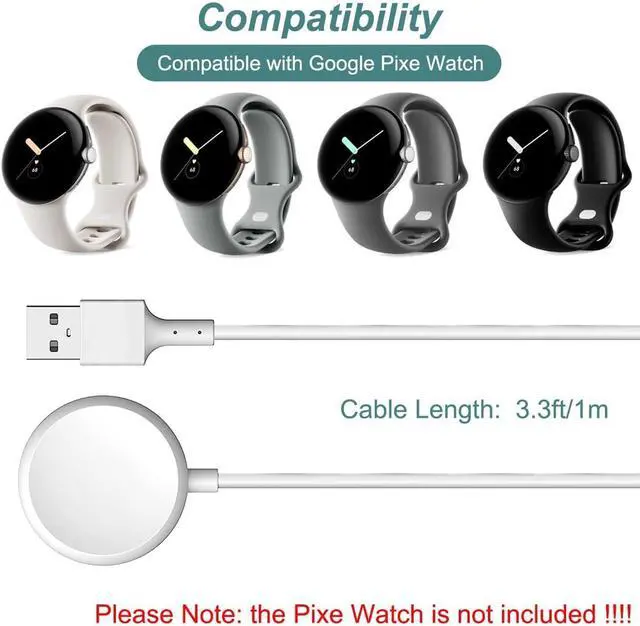 Alt view image 2 of 6 - BONAEVER Charger for Google Pixel Watch, Repalcement USB-A Charging Cable with 3.3ft Cord for Google Pixel Watch Gen 1st