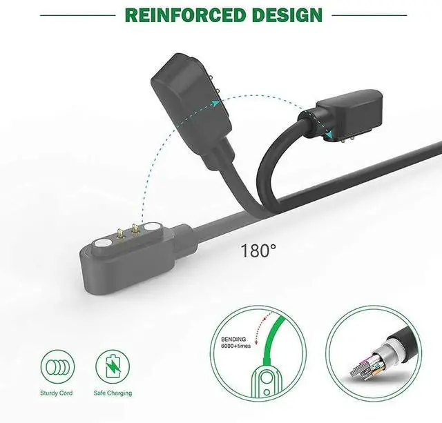 Alt view image 3 of 6 - BONAEVER Charger for Spade Health Smartwatch 4/Spade Health Smartwatch 3 Charging Cable, 3.3FT Replacement Magnetic USB Charger Cable Cord for Spade Health Smartwatch 4/3 Accessories