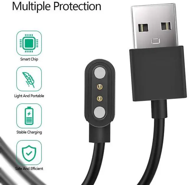 Alt view image 5 of 6 - BONAEVER Charger for Spade Health Smartwatch 4/Spade Health Smartwatch 3 Charging Cable, 3.3FT Replacement Magnetic USB Charger Cable Cord for Spade Health Smartwatch 4/3 Accessories