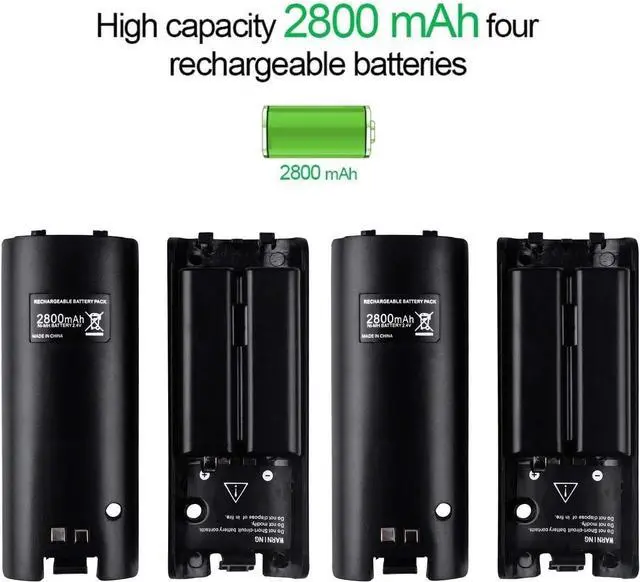 Alt view image 4 of 7 - BONAEVER Upgraded Wii Remote Charger Station, 4 Port Wii Charging Station with 4 Rechargeable Battery for Wii (4 Port Charging Station+4 Replacement Batteries+USB Cable)