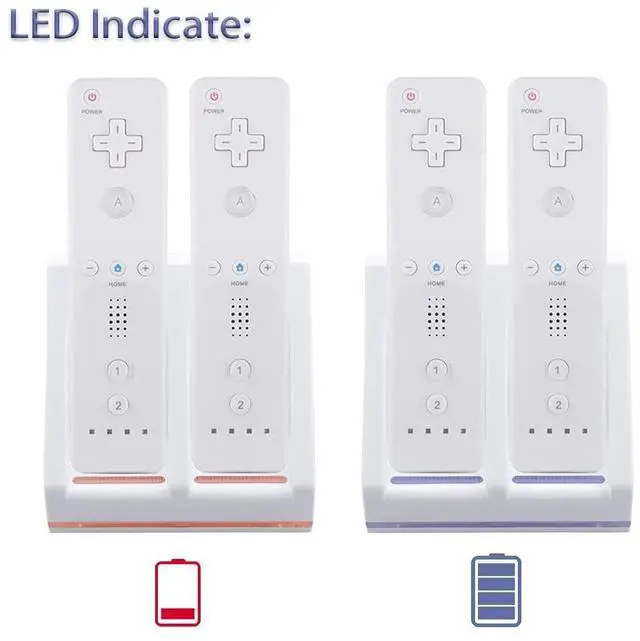 Alt view image 2 of 6 - BONAEVER Wii Remote Charger, 2 in 1 Charging Station Charger Dock with 2 Pack 2800mAh Rechargeable Battery Fit for Wii/Wii U Remote Controller