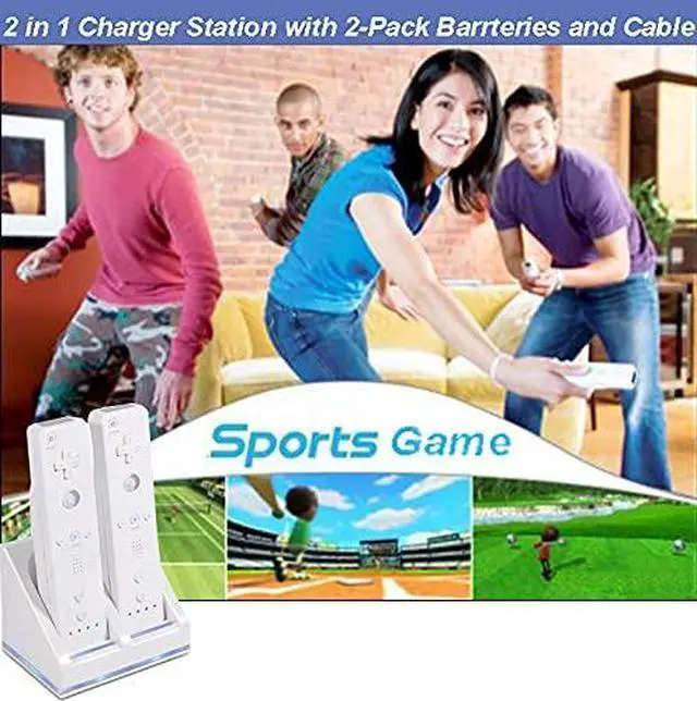 Alt view image 6 of 6 - BONAEVER Wii Remote Charger, 2 in 1 Charging Station Charger Dock with 2 Pack 2800mAh Rechargeable Battery Fit for Wii/Wii U Remote Controller