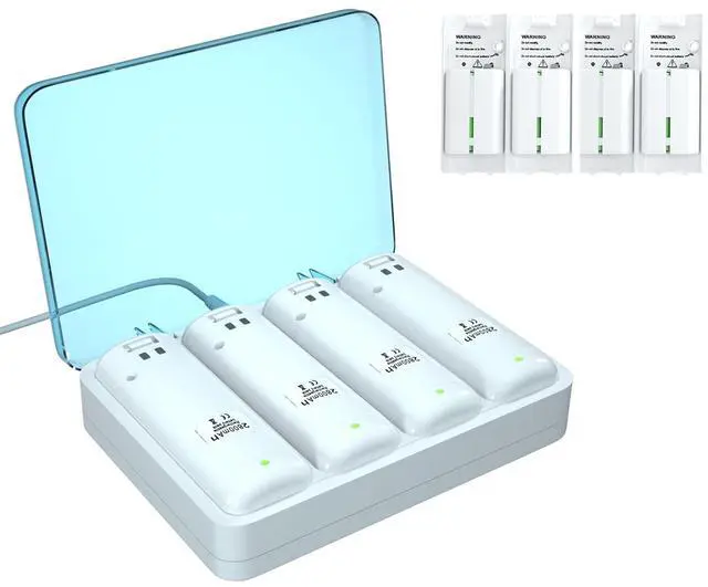 Main image of BONAEVER Rechargeable 4 Pack Battery Pack for Wii/Wii U Remote Controller,2800mAh Replacement Batteries and 4 Ports Charger Station for Wii/Wii U Remote Controller Battery Pack,wii Remote Charger