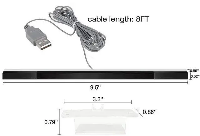 Alt view image 3 of 7 - BONAEVER for USB Wii Sensor Bar, Infrared IR Ray Motion Sensor Signal Receiver for Nintendo Wii and Wii U Console USB Port with Stable Stand